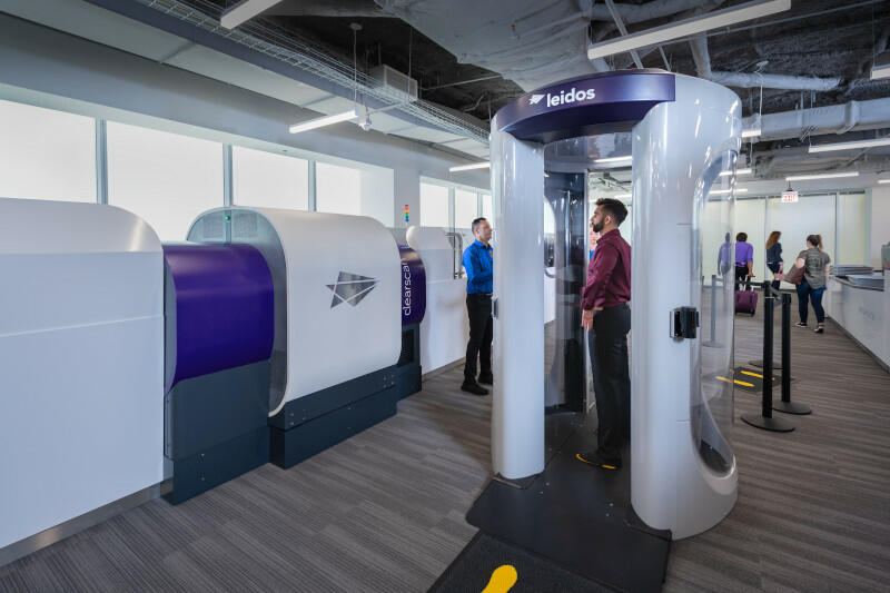 Leidos ClearScan body scanners at an airport security checkpoint
